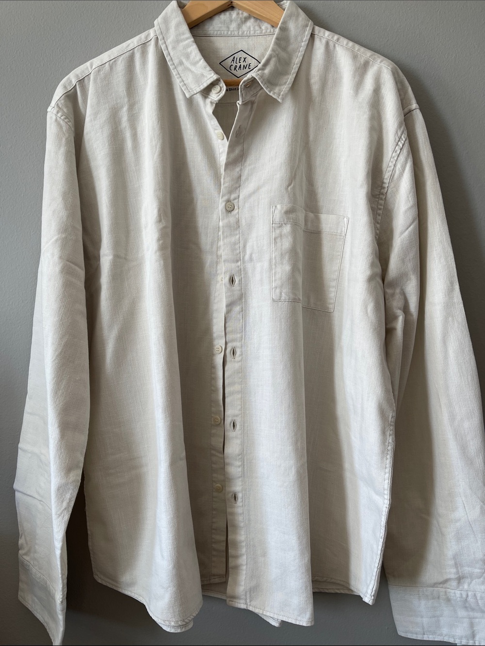 New Alex Crane Porto Button-Down Shirt Organic Cotton XXX Ivory